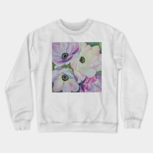 Anemones Flowers Watercolor Painting Crewneck Sweatshirt